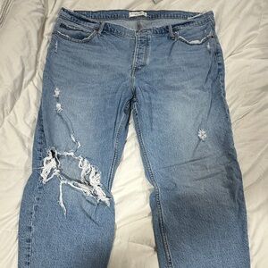 Abercrombie & Fitch Light Blue Distressed Boyfriend Jeans